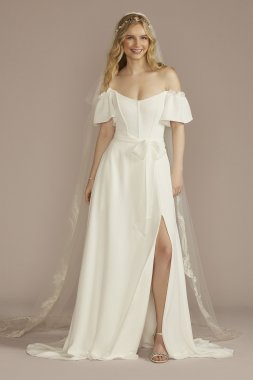 Recycled Crepe Off-the-Shoulder Wedding Dress RWG4074