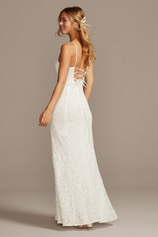 Halter Keyhole Lace Dress with Lace-Up Back 650711