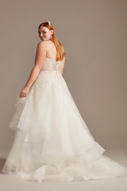 Printed Tulle Tiered Skirt Plus Size Wedding Dress 8CWG845