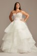 Printed Tulle Tiered Skirt Plus Size Wedding Dress 8CWG845