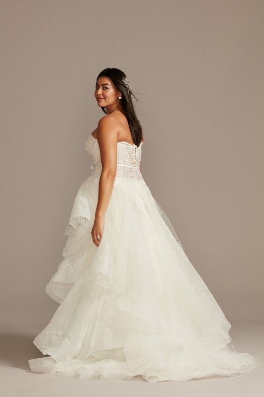 Printed Tulle Tiered Skirt Plus Size Wedding Dress 8CWG845