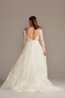 Shimmer Lace Applique Plus Size Wedding Dress 8CWG853