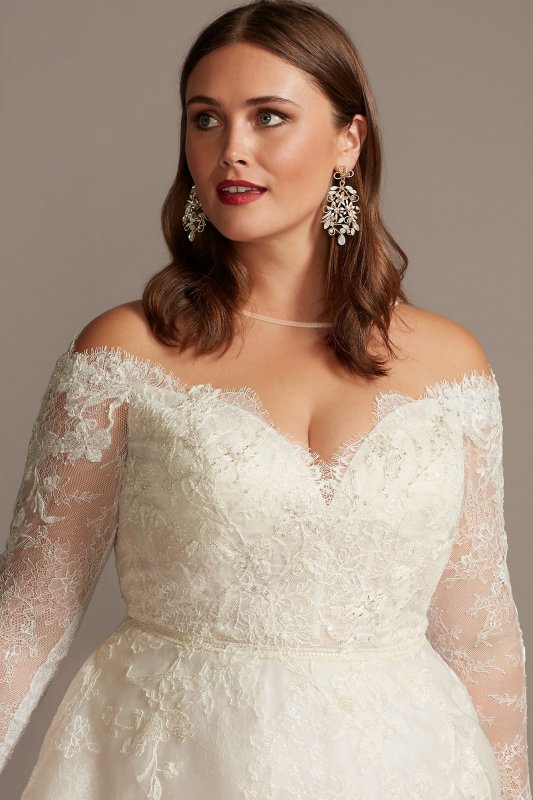 Shimmer Lace Applique Plus Size Wedding Dress 8CWG853