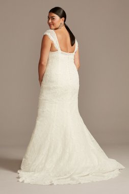 Hand Beaded Cap Sleeve Plus Size Wedding Dress 8MS251206