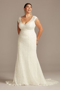 Hand Beaded Cap Sleeve Plus Size Wedding Dress 8MS251206