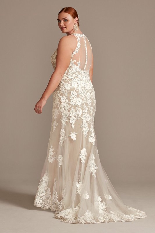 Illusion Keyhole Applique Plus Size Wedding Dress 9SWG843