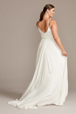 Illusion Deep-V Spaghetti Plus Size Wedding Dress Collection 9WG3985