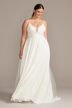 Illusion Deep-V Spaghetti Plus Size Wedding Dress Collection 9WG3985