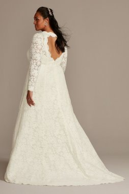 Scalloped Lace Open Back Plus Size Wedding Dress Collection 9WG3987
