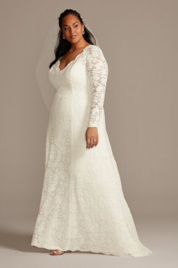 Scalloped Lace Open Back Plus Size Wedding Dress Collection 9WG3987