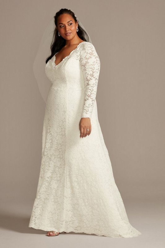 Scalloped Lace Open Back Plus Size Wedding Dress Collection 9WG3987