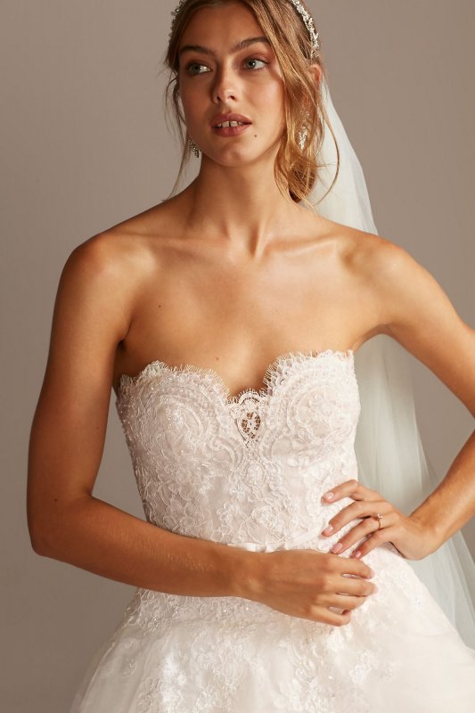 Printed Tulle Wedding Dress with Tiered Skirt CWG845