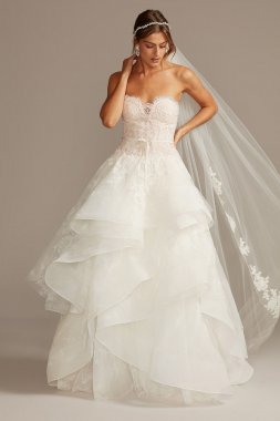 Printed Tulle Wedding Dress with Tiered Skirt CWG845