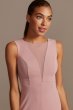 Illusion Deep-V Center Slit Stretch Crepe Dress DS270079