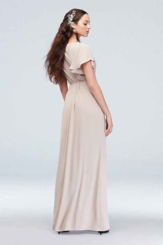 Flutter Sleeve Georgette Wrap Bridesmaid Dress F20039