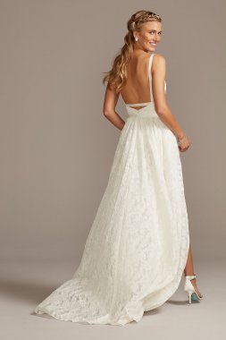 Grosgrain Banded Stretch Lace Wedding Dress MS161213