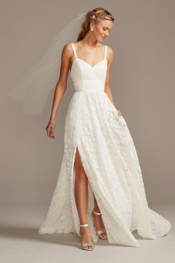 Grosgrain Banded Stretch Lace Wedding Dress MS161213