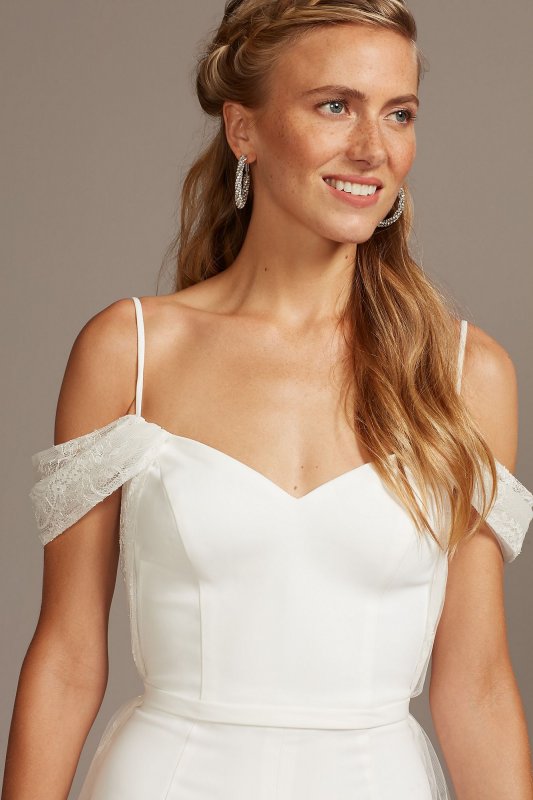 Off-the-Shoulder Wedding Jumpsuit with Lace Train MS251212