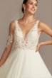 Lace Applique Illusion Chiffon Skirt Wedding Dress SWG842