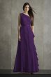 Bobbin Net One Shoulder Flange Bridesmaid Dress VW360504