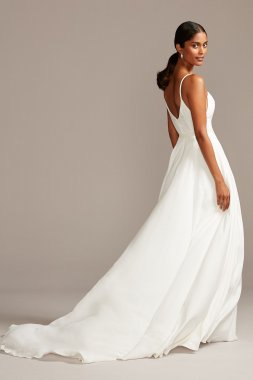 Illusion Deep-V Spaghetti Strap Wedding Dress Collection WG3985