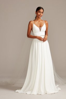 Illusion Deep-V Spaghetti Strap Wedding Dress Collection WG3985