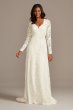 Scalloped Lace Long Sleeve Open Back Wedding Dress Collection WG3987