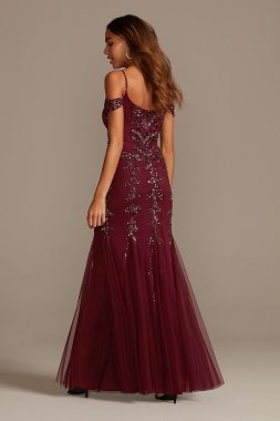 Sequin Embellished Cold Shoulder Dress with Godets WGINSLD2551
