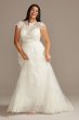 Embroidered Mock Neck Tall Plus Wedding Dress 4XL8MS251205