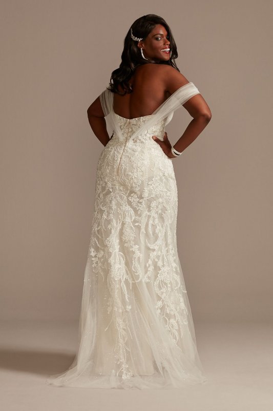 Removable Sleeves Tall Plus Bodysuit Wedding Dress 4XL9MBSWG881