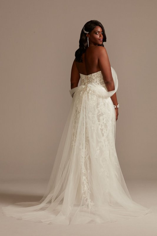 Removable Sleeves Tall Plus Bodysuit Wedding Dress 4XL9MBSWG881