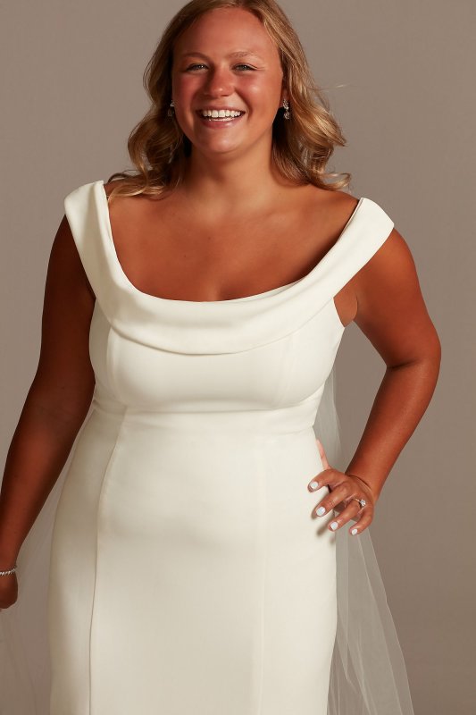 Crepe Off-the-Shoulder Tall Plus Mermaid Dress 4XL9WG4013