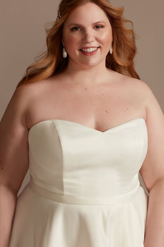 Strapless Tall Plus Satin Wedding Dress with Slit 4XL9WG4017
