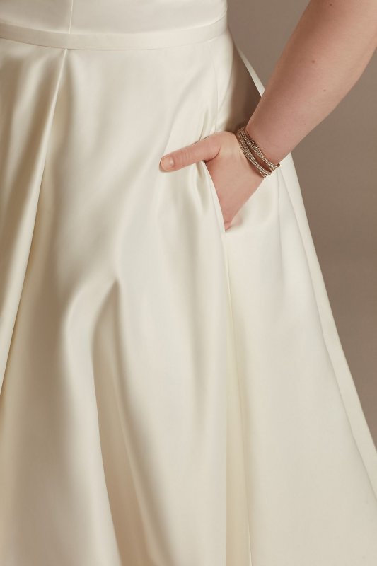 Strapless Tall Plus Satin Wedding Dress with Slit 4XL9WG4017