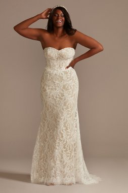 Detachable Sleeves Tall Plus Lace Wedding Dress 4XL9WG4020