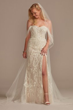 Removable Sleeves Tall Bodysuit Wedding Dress 4XLMBSWG881