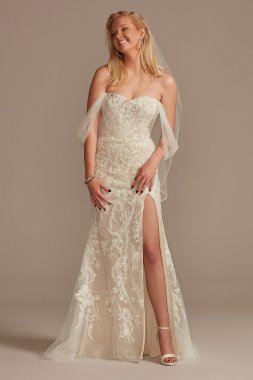 Removable Sleeves Tall Bodysuit Wedding Dress 4XLMBSWG881