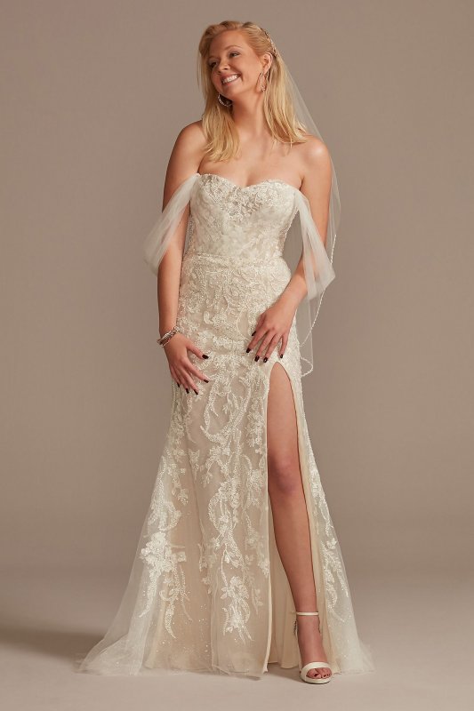 Removable Sleeves Tall Bodysuit Wedding Dress 4XLMBSWG881