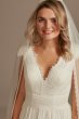 Lace Illusion Back Chiffon Tall Wedding Dress 4XLWG4011DB