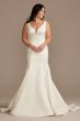 Plunge Mermaid Buttoned Satin Tall Wedding Dress 4XLWG4016
