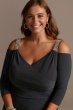 Beaded Strap Cold Shoulder Jersey Plus Size Gown 5659W