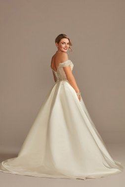 Beaded Bodice Off Shoulder Petite Wedding Dress 7CWG890