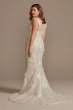 3D Floral Applique Plunge Petite Wedding Dress 7LSSWG885