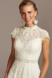 Embroidered Sheer Mock Neck Petite Wedding Dress 7MS251205
