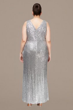 Allover Sequin Cowl Neck Plus Size Sheath Gown Alex Evenings 8496669