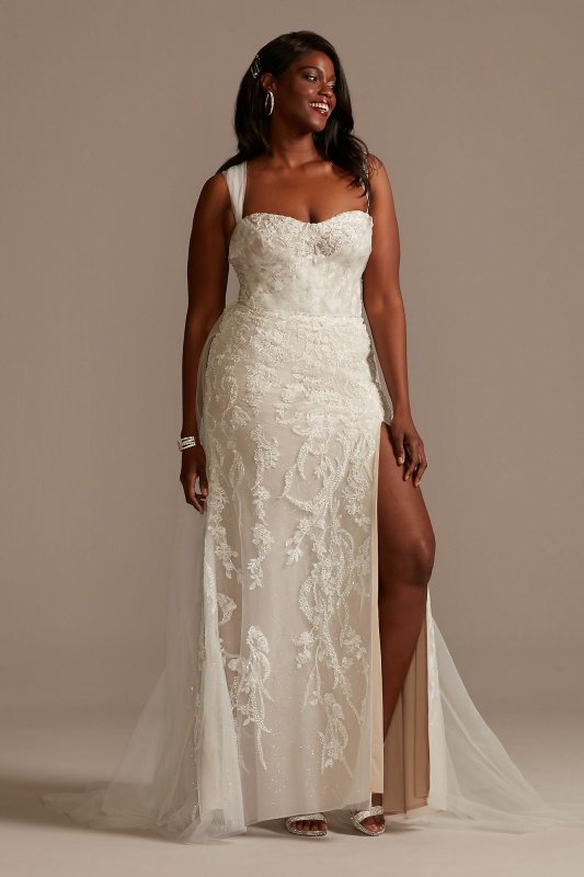 Removable Sleeve and Train Plus Size Wedding Dress 9LSSWG881