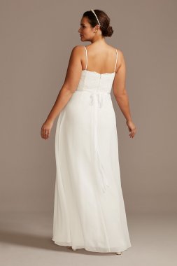 V-Neck Corded Lace Bodice A-Line Plus Size Dress 9SDWG0801