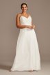 V-Neck Corded Lace Bodice A-Line Plus Size Dress 9SDWG0801