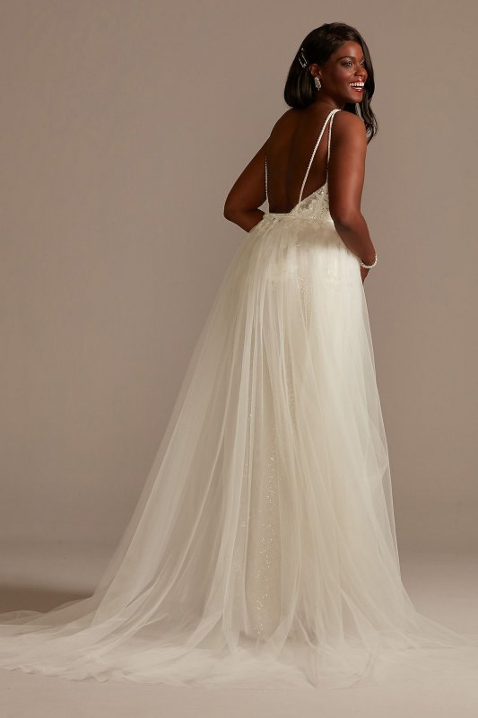 Sequin Removable Train Plus Size Wedding Dress 9SWG882