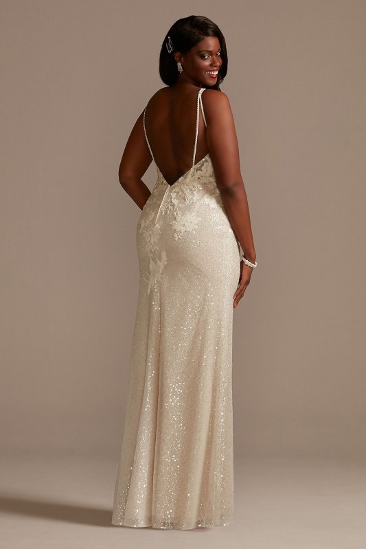 Sequin Removable Train Plus Size Wedding Dress 9SWG882